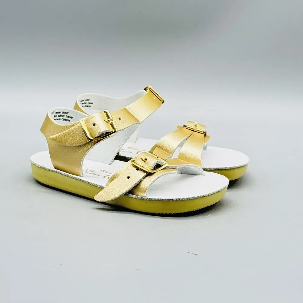Sun San Sandal Girls 4c Gold Leather Sea Wee Ankle Buckle Strap Toddler Baby